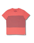 Breton Stripe Tee - Navy Print on Faded Red *