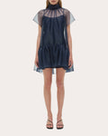 Beaux Organza Gathered Drop-Waist Mini Dress