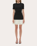 Lorin Knit Taffeta Combo Pleated Mini Dress