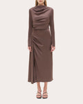 Odessa Satin Draped Midi Dress