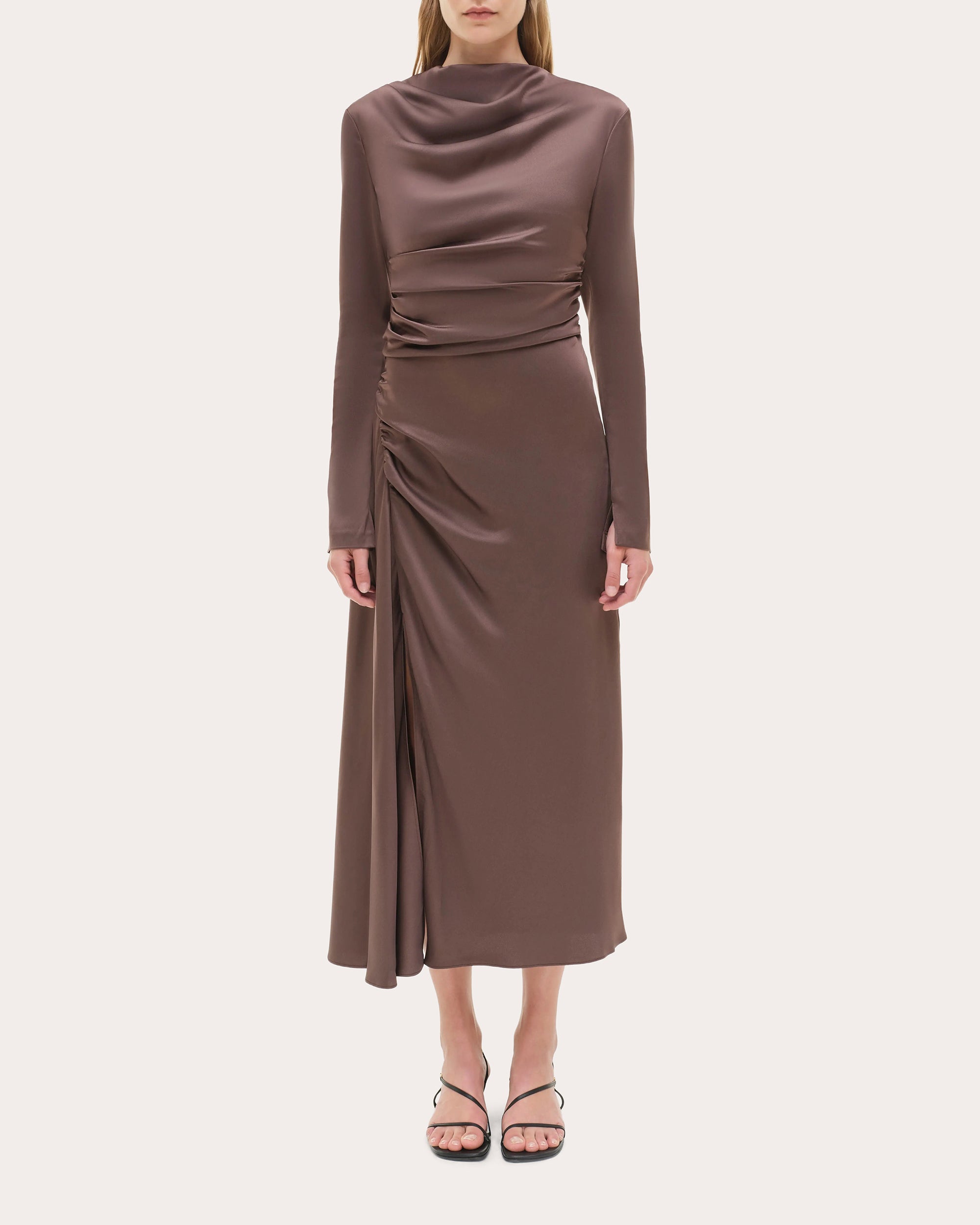Odessa Satin Draped Midi Dress