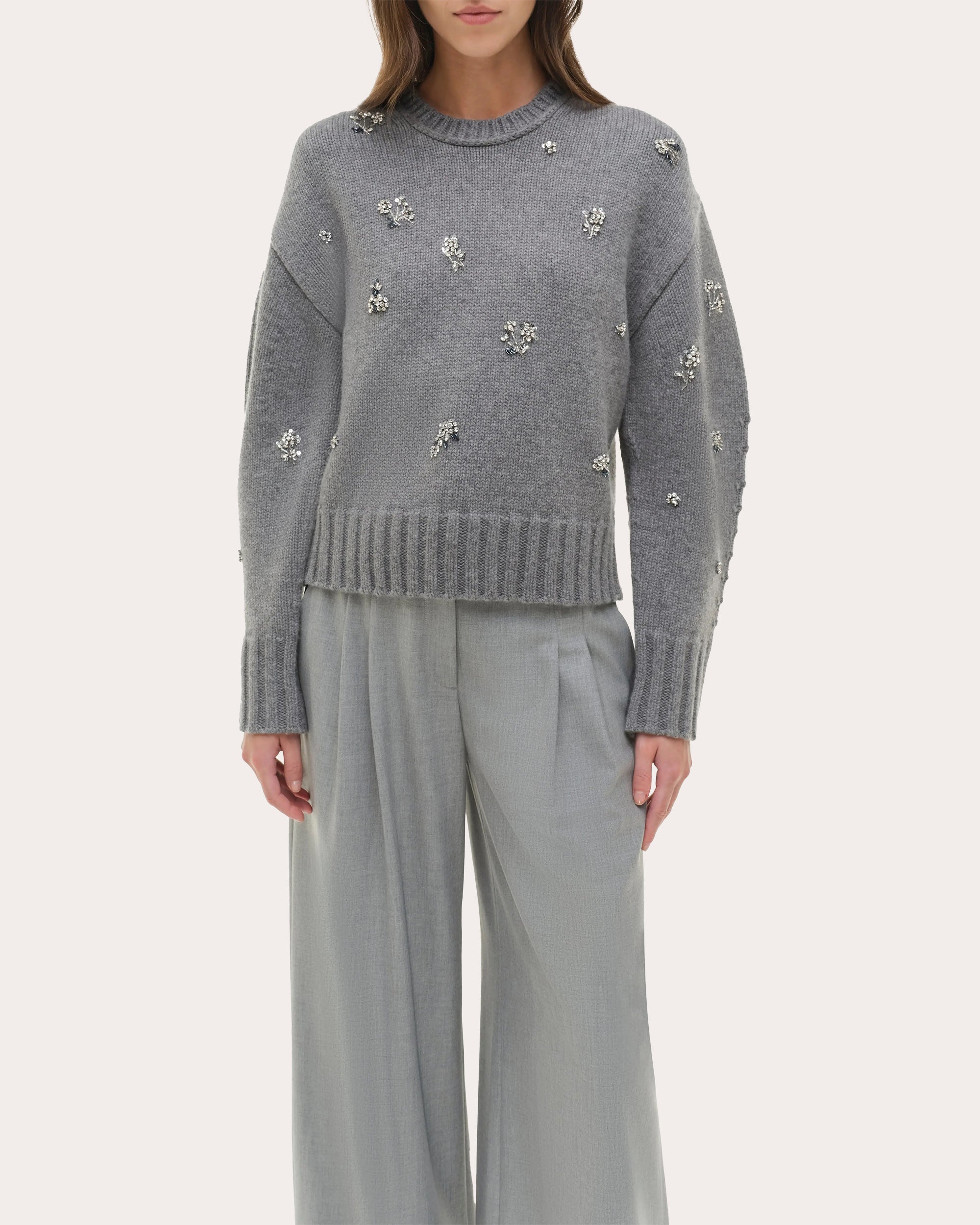 Coraline Crystal Wool Cashmere Crewneck Sweater
