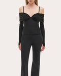 Hazel Jersey Gathered Off-Shoulder Top