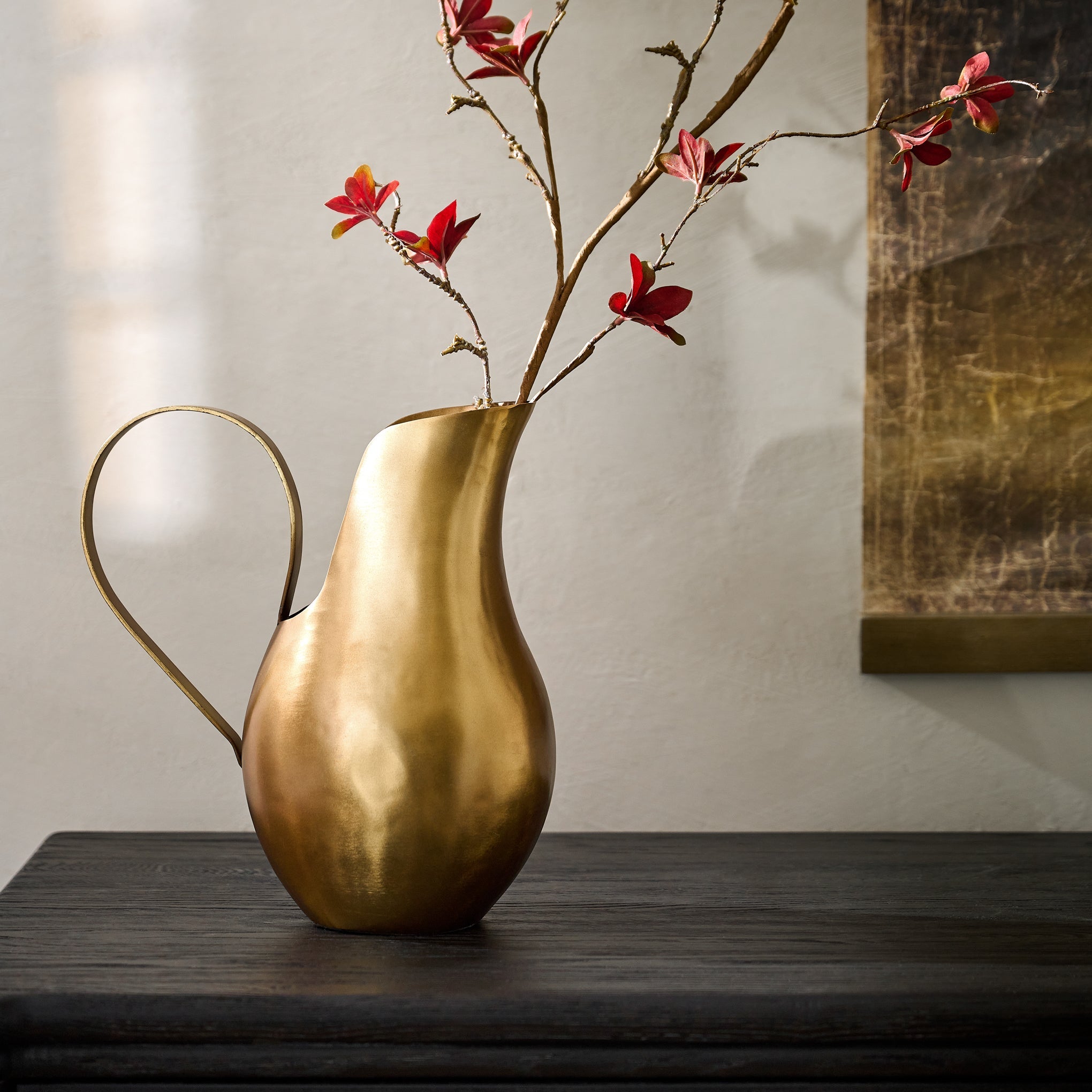 Antique Brass Pitcher Vase