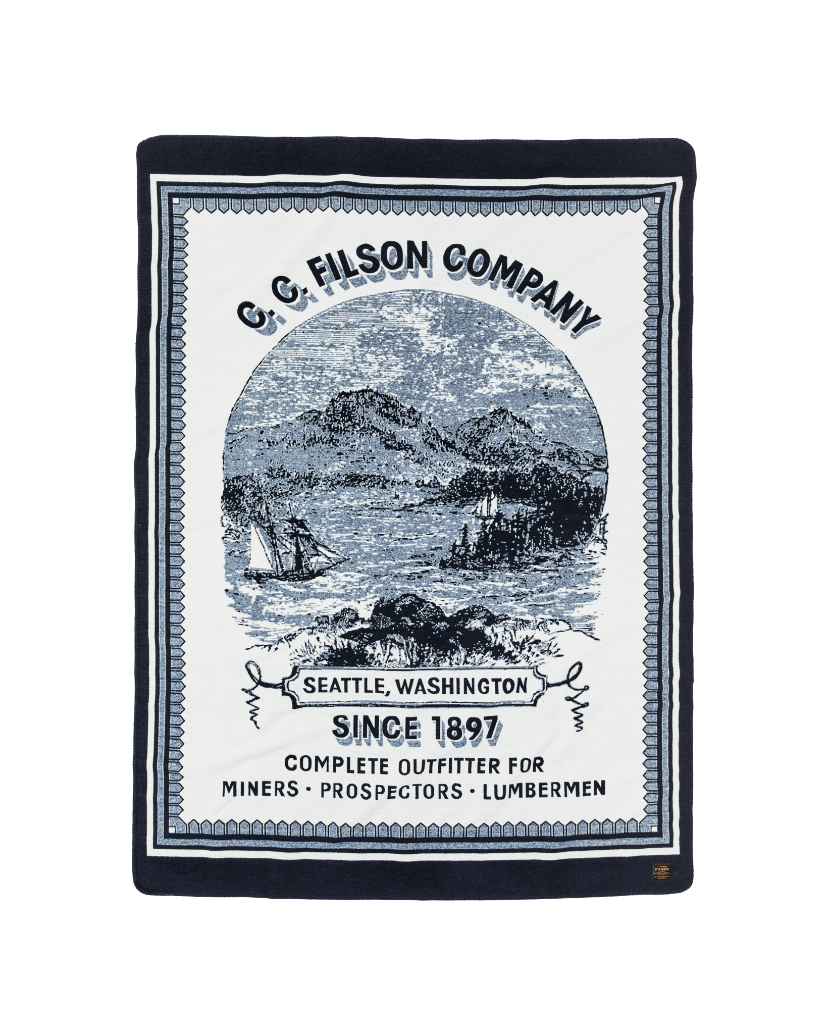 Wool-blend Blanket - Navy / Mountain Sea