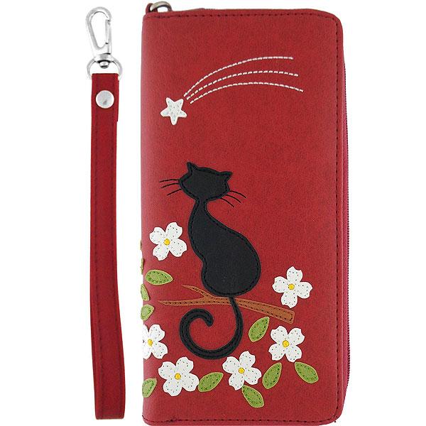 55-257: Cat applique wristlet wallet