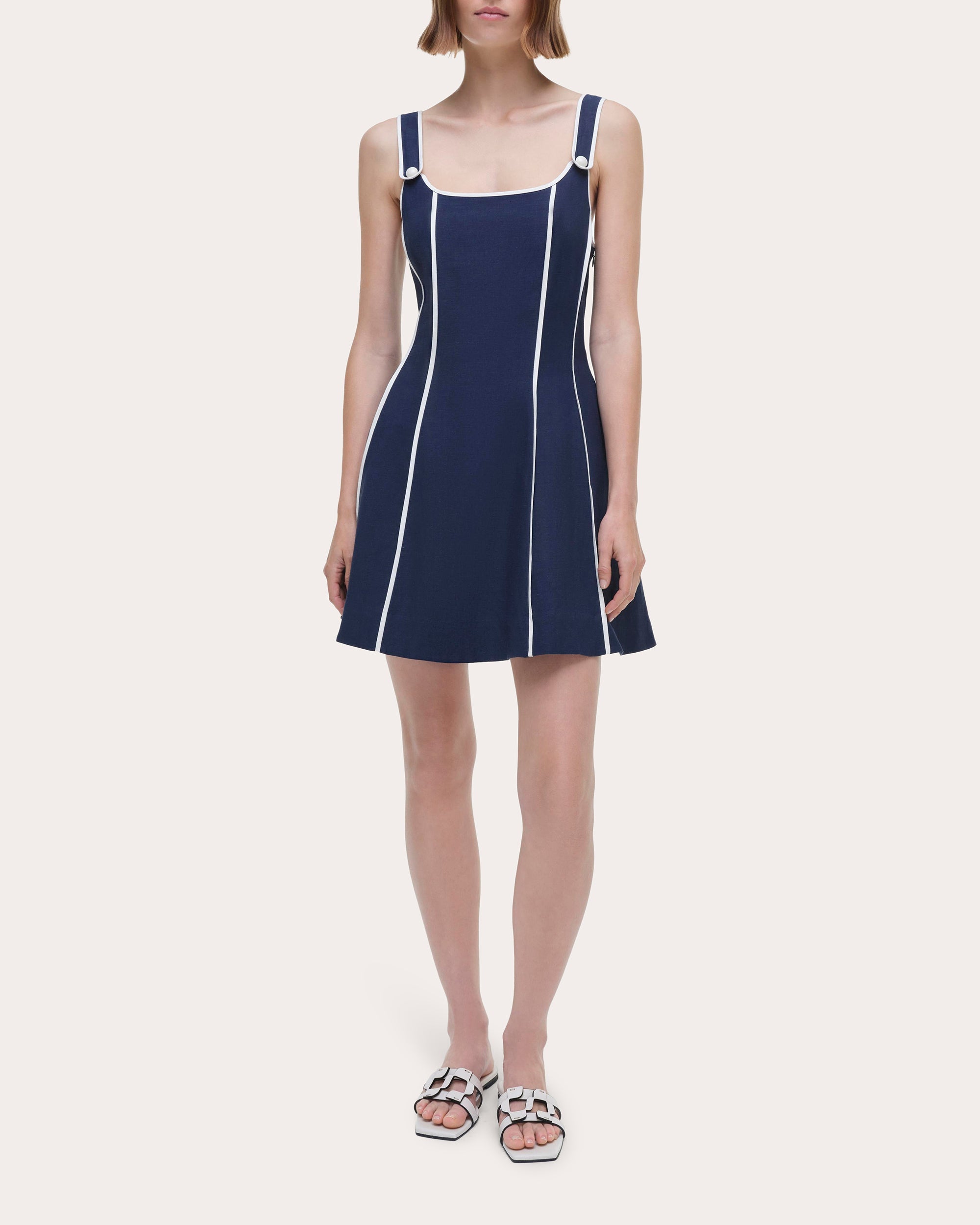 Irie Seamed Linen-Blend Mini Dress