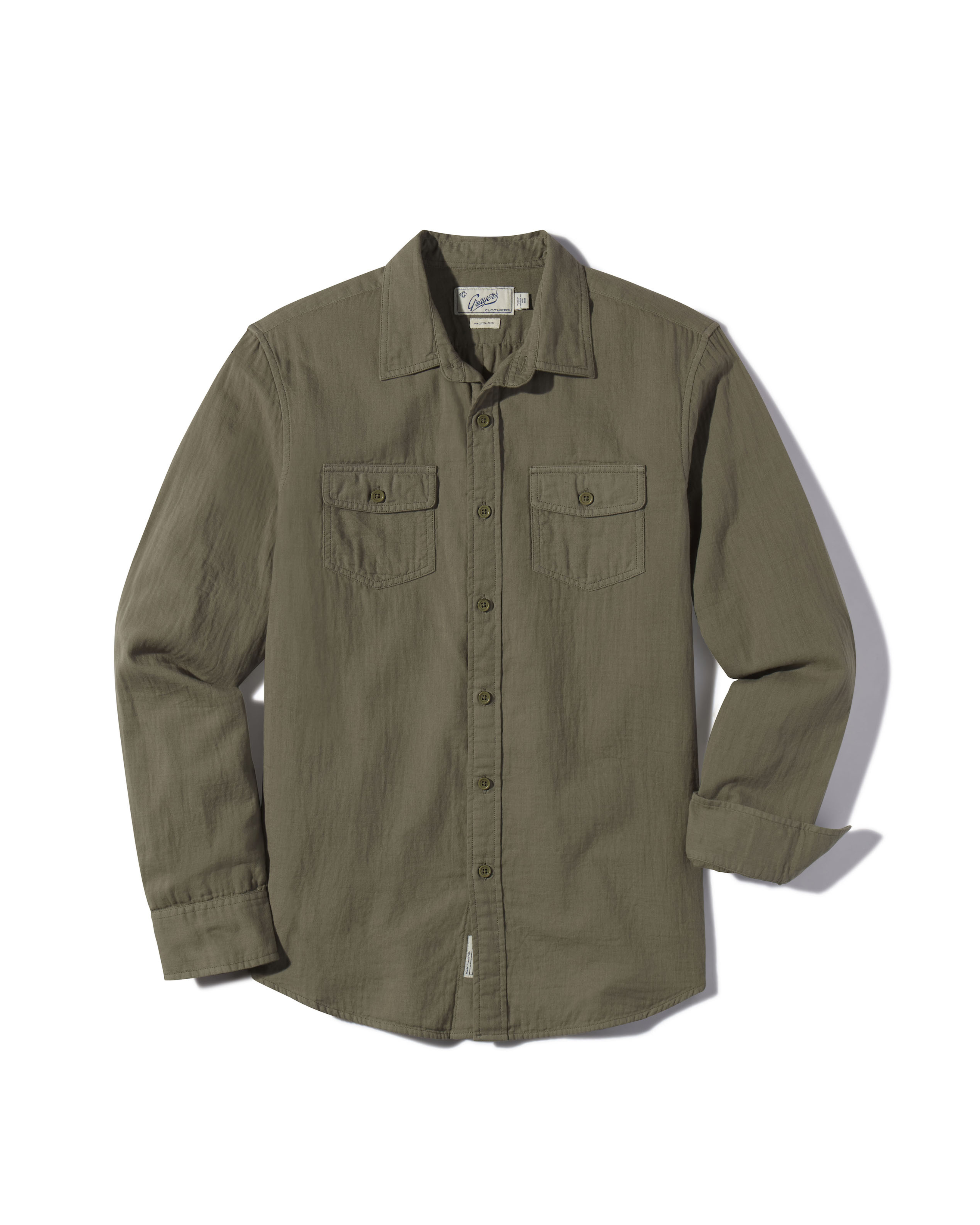 Brando Lightweight Double Cloth Shirt - Military Olive