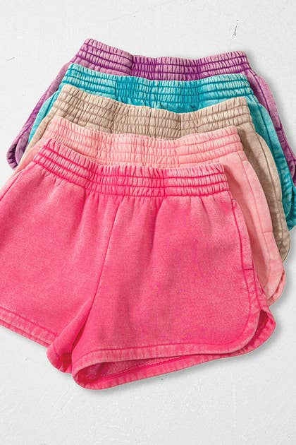 `Fleece Shorts Acid Wash & Solid Zenana