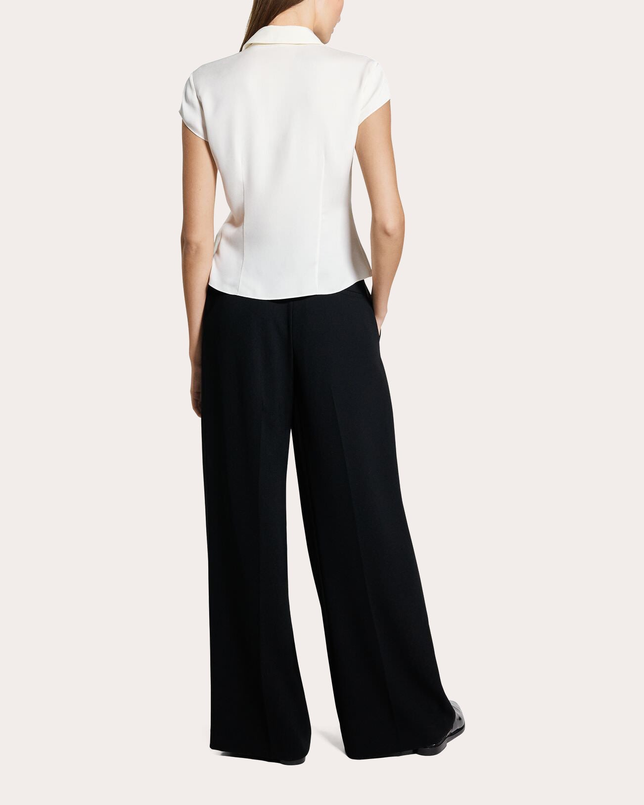 Silk Cap-Sleeve Button-Up