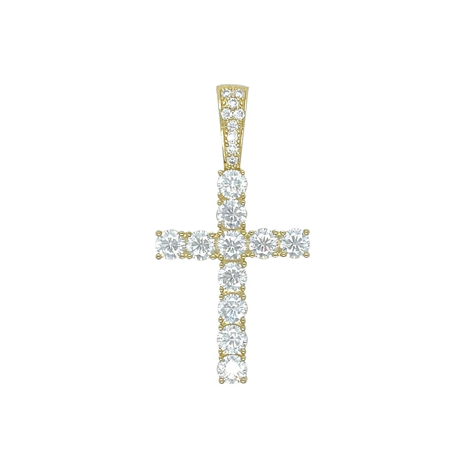 Women's Moissanite Diamond Cross Pendant in Yellow Gold Vermeil