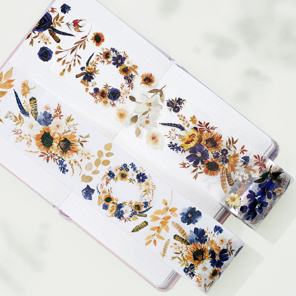 Sunflower & Navy Wide Washi/PET Tape