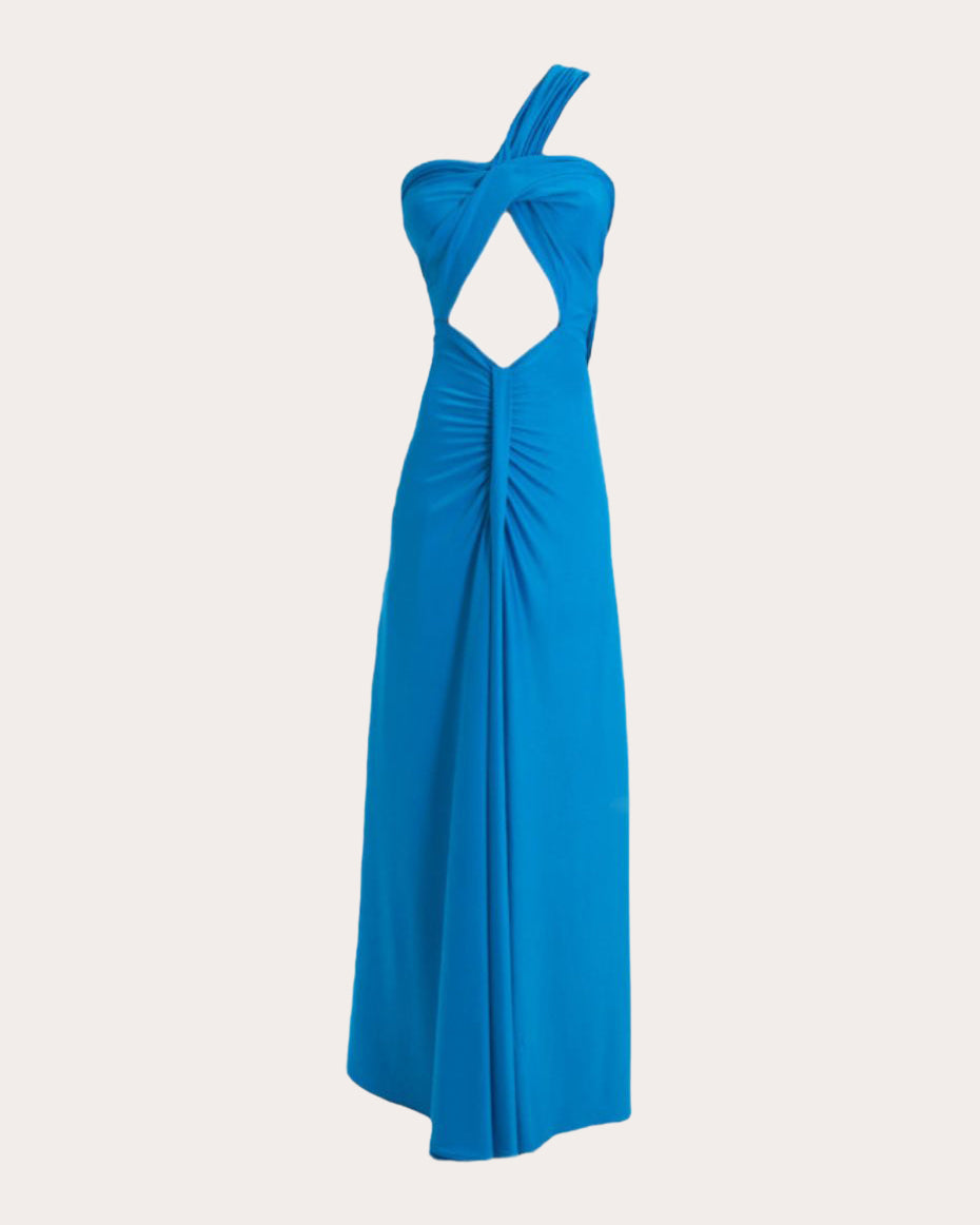 Daila Ruched Jersey Draped Cutout Gown