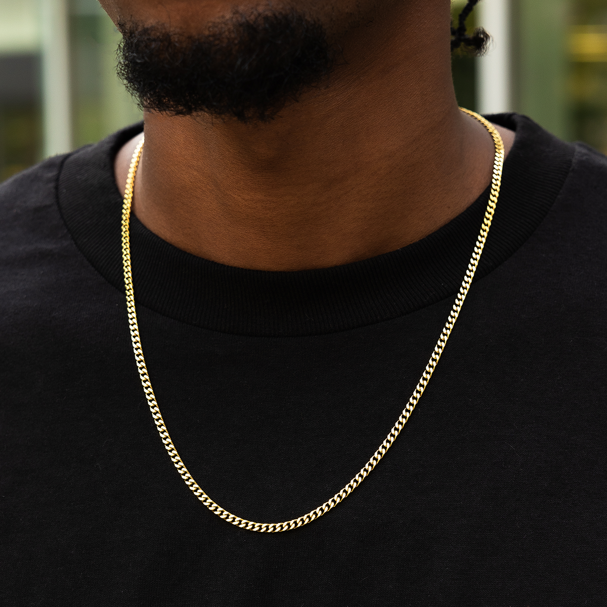 Micro Cuban Chain in Yellow Gold- 3mm