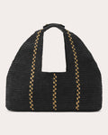 Large Euphoria Stitch Detail Raffia Shoulder Bag