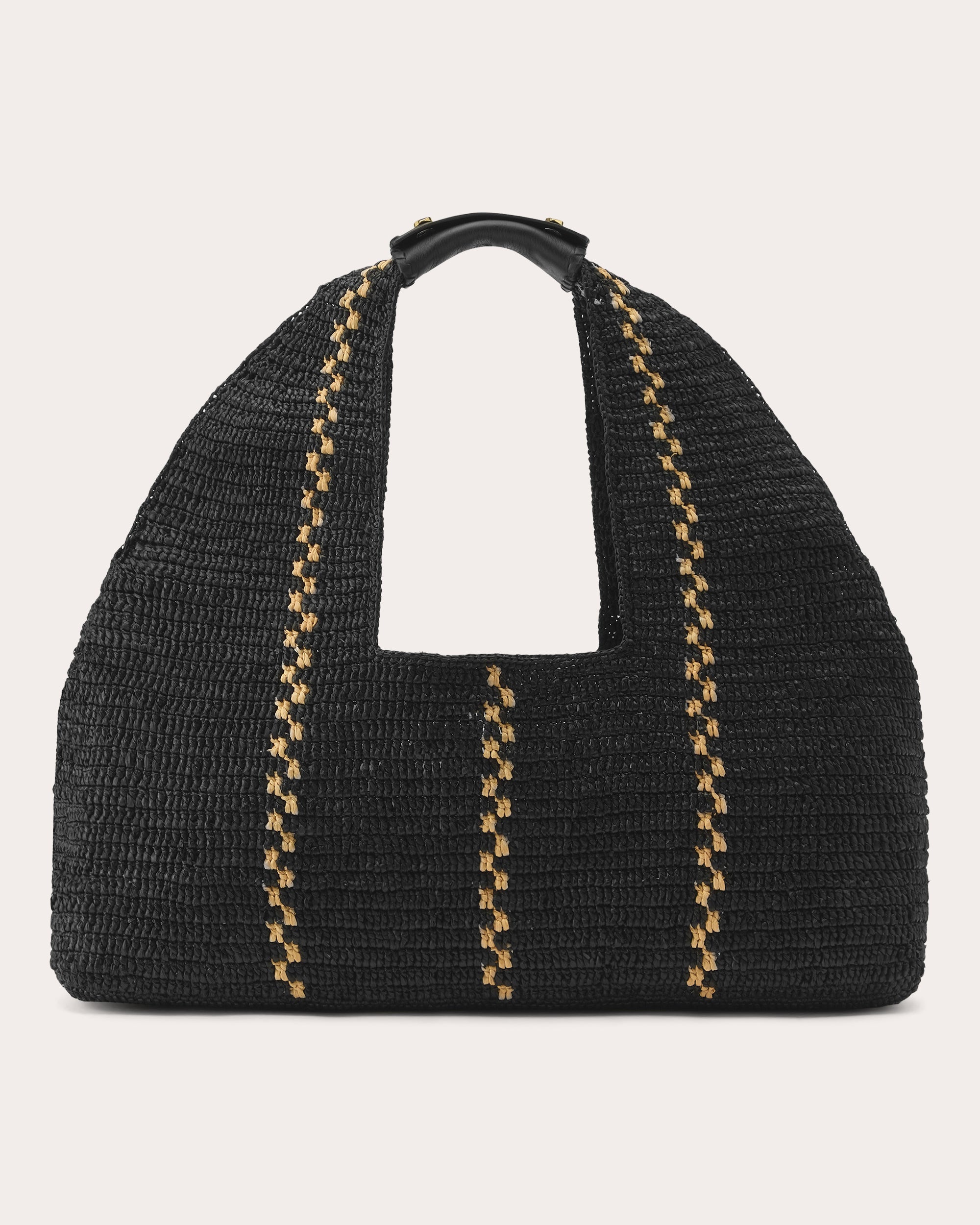 Large Euphoria Stitch Detail Raffia Shoulder Bag