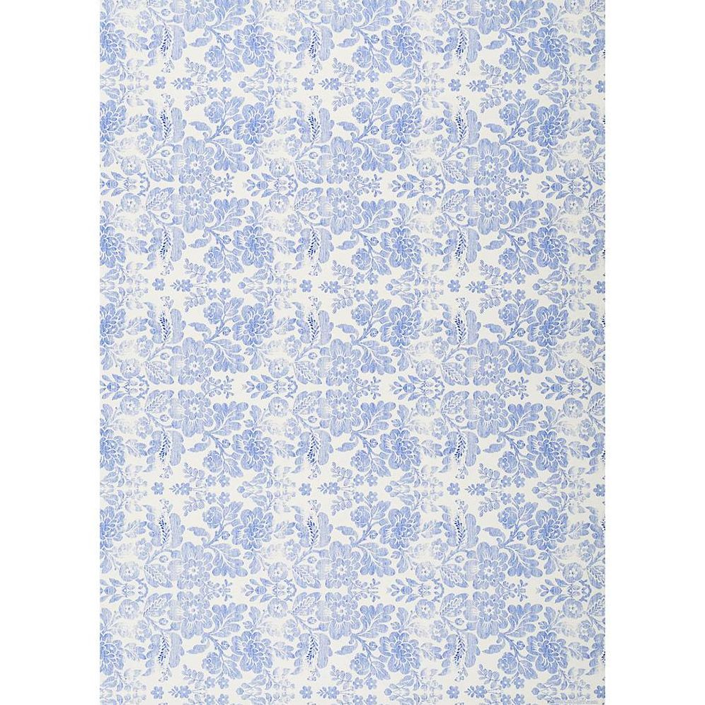 Distressed Blue Floral on White Fine Paper