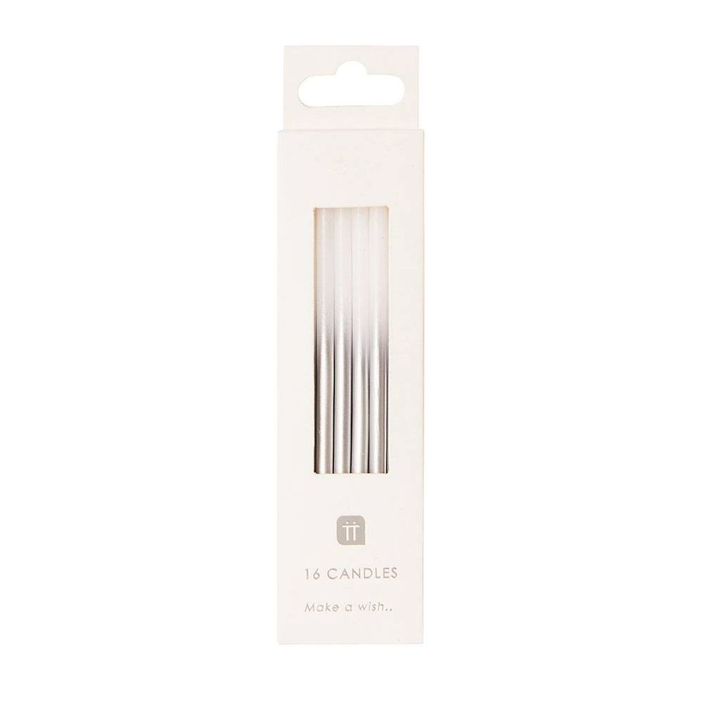 Tall Silver Metallic Ombre Candles