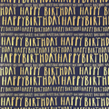 Gold Foil Happy Birthday Navy Flat Wrap