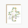 Floral Cross Baptism Card