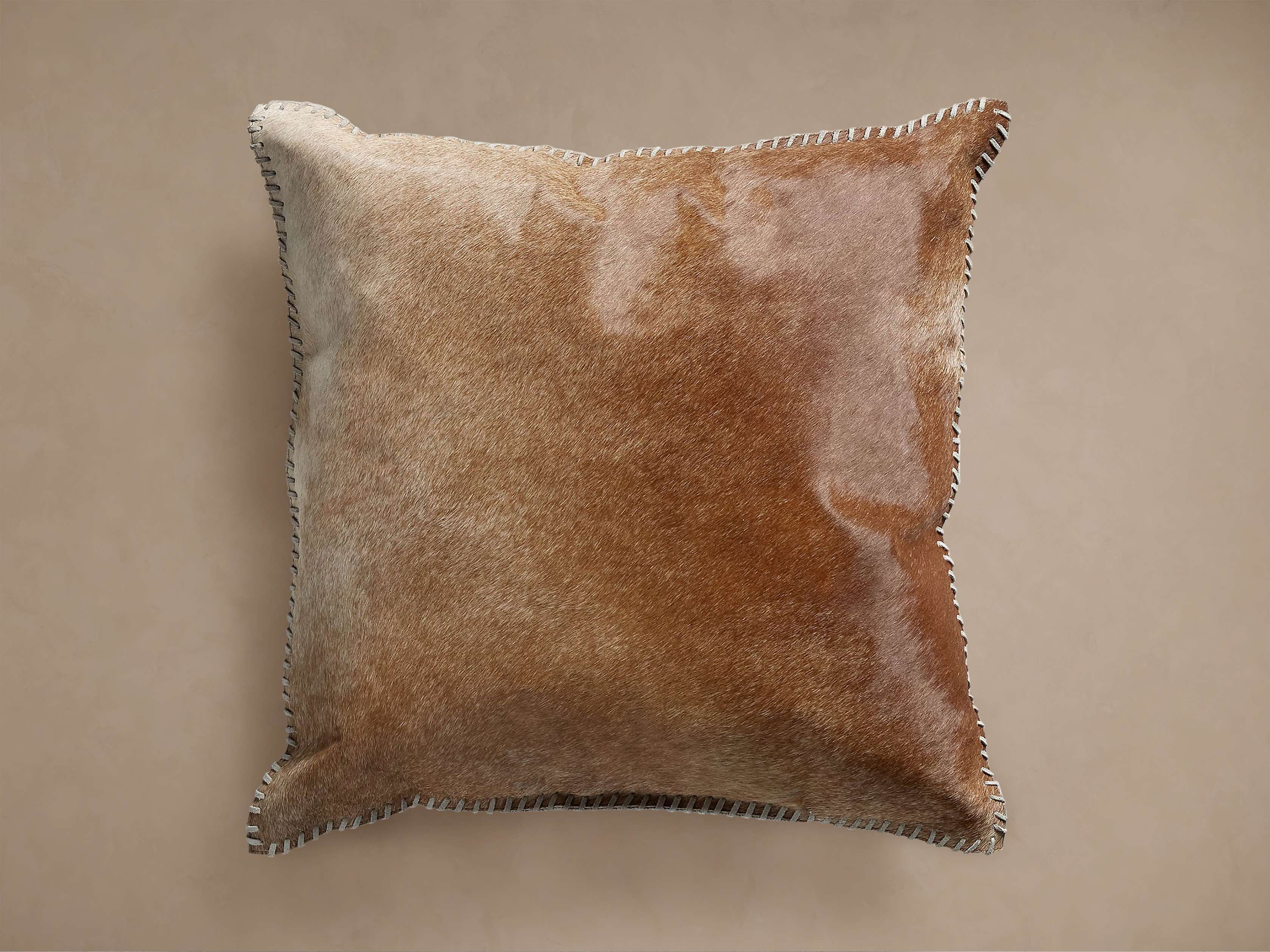 Whipstitch Hide Pillow in Brown