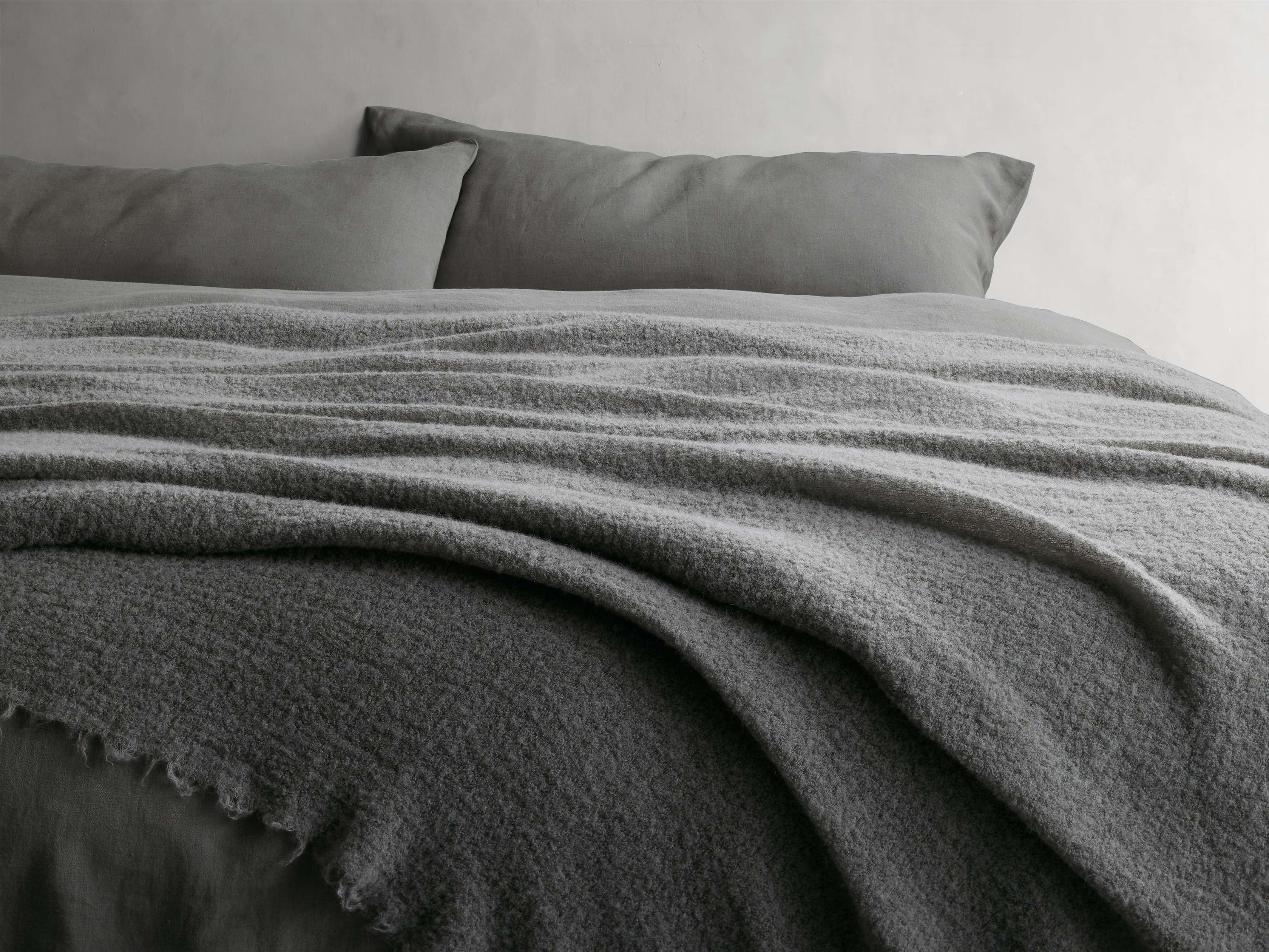 Italian Alpaca Boucle Throw in Charcoal