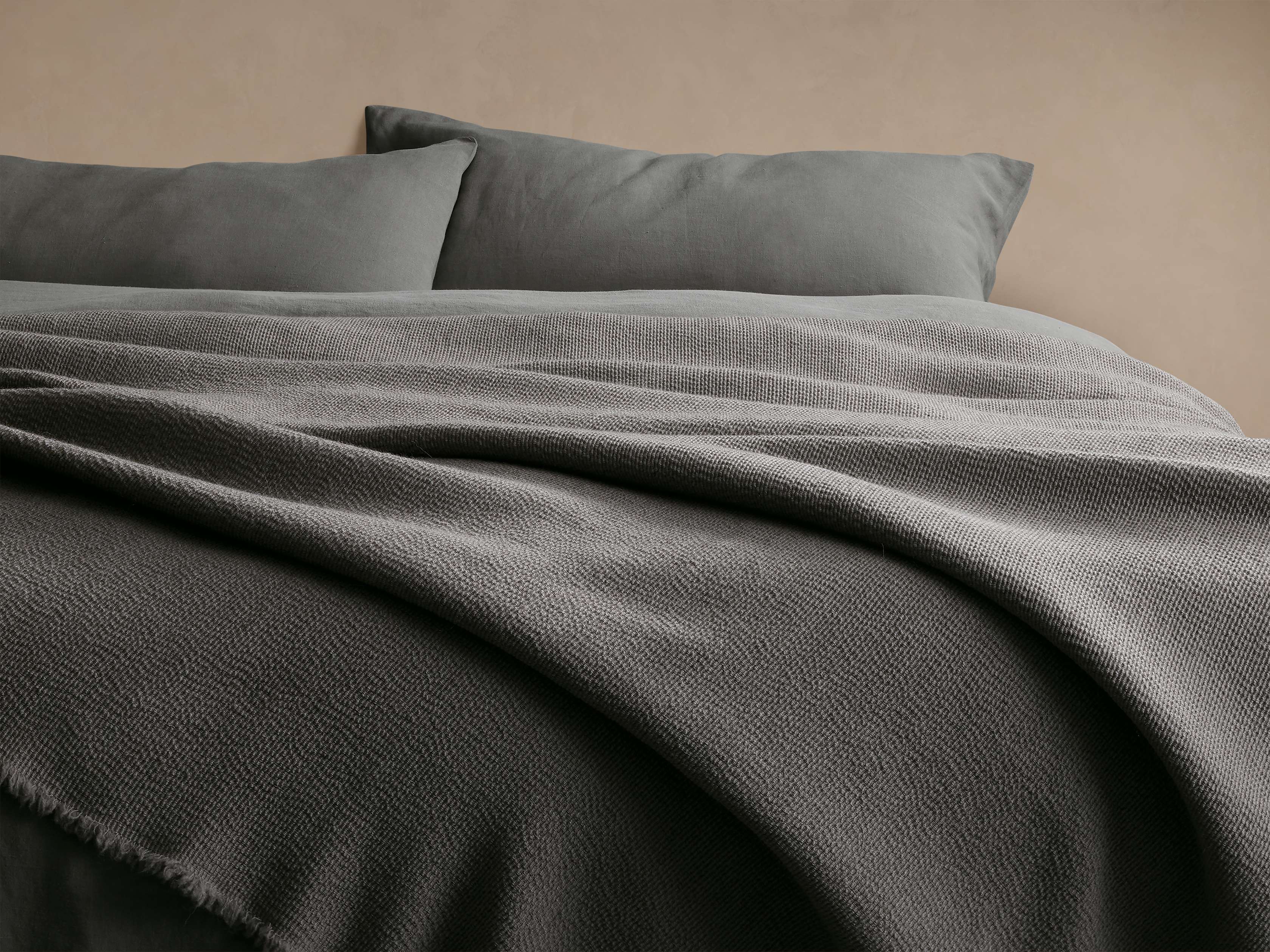 Italian Wool Throw in Charcoal