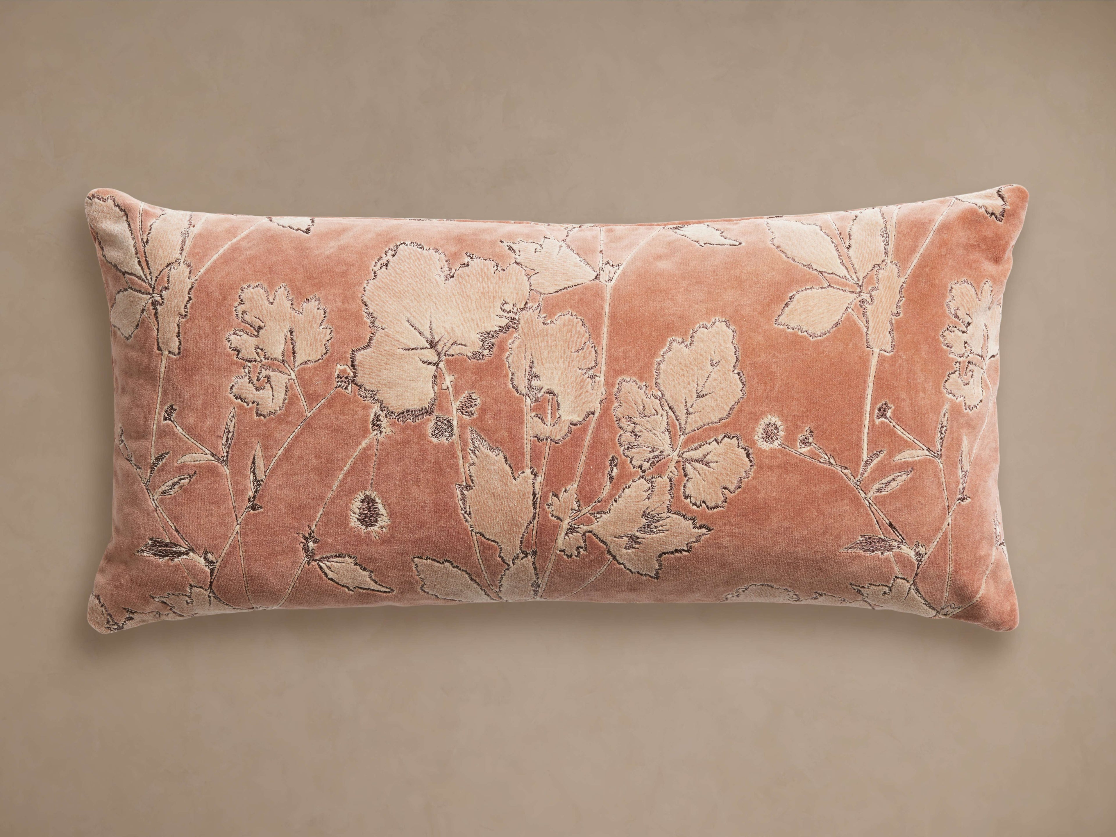 Kaylan Embroidered Botanical Lumbar Pillow