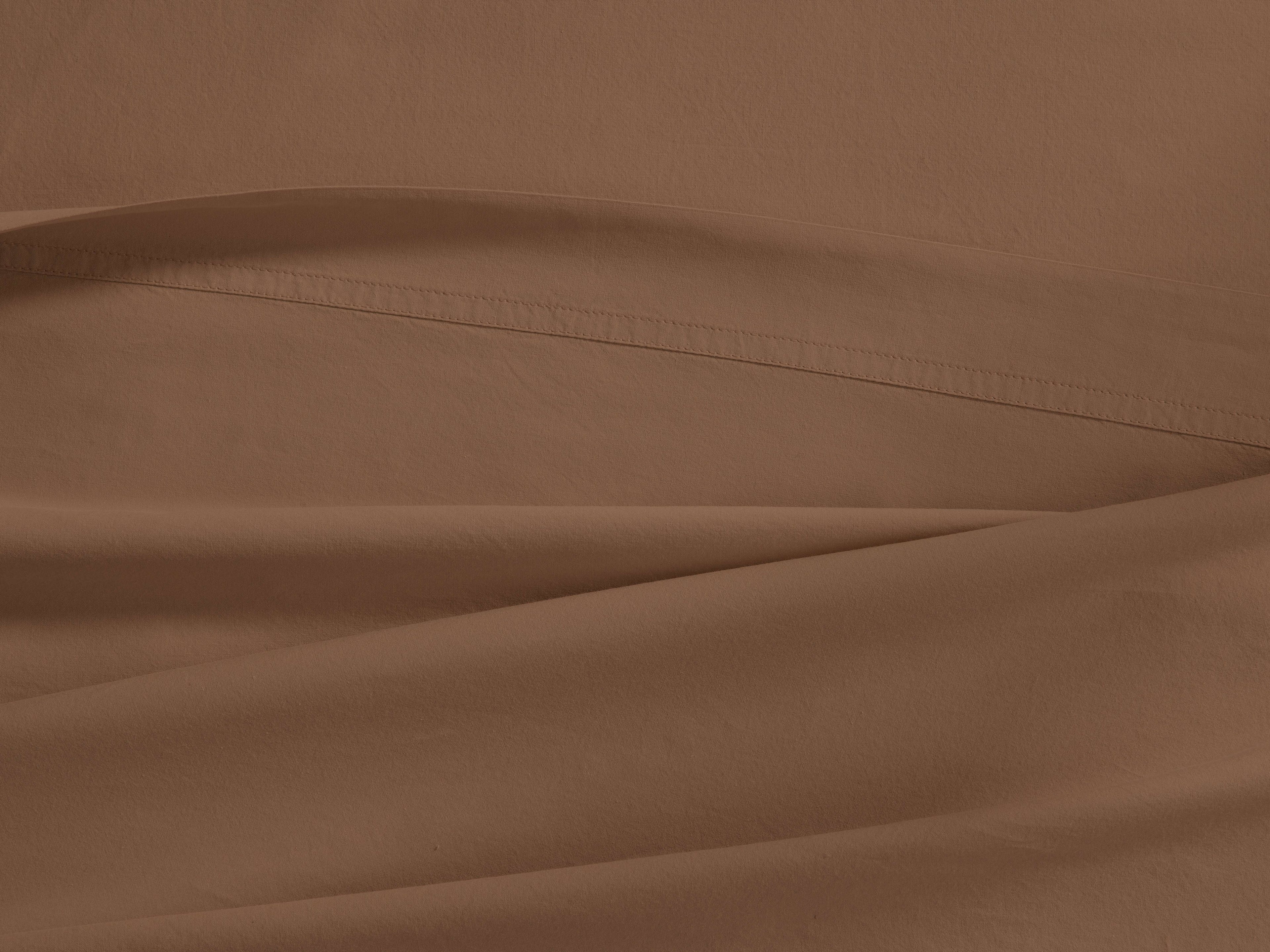 Italian Garment-Dyed Percale Flat Sheet in Clay