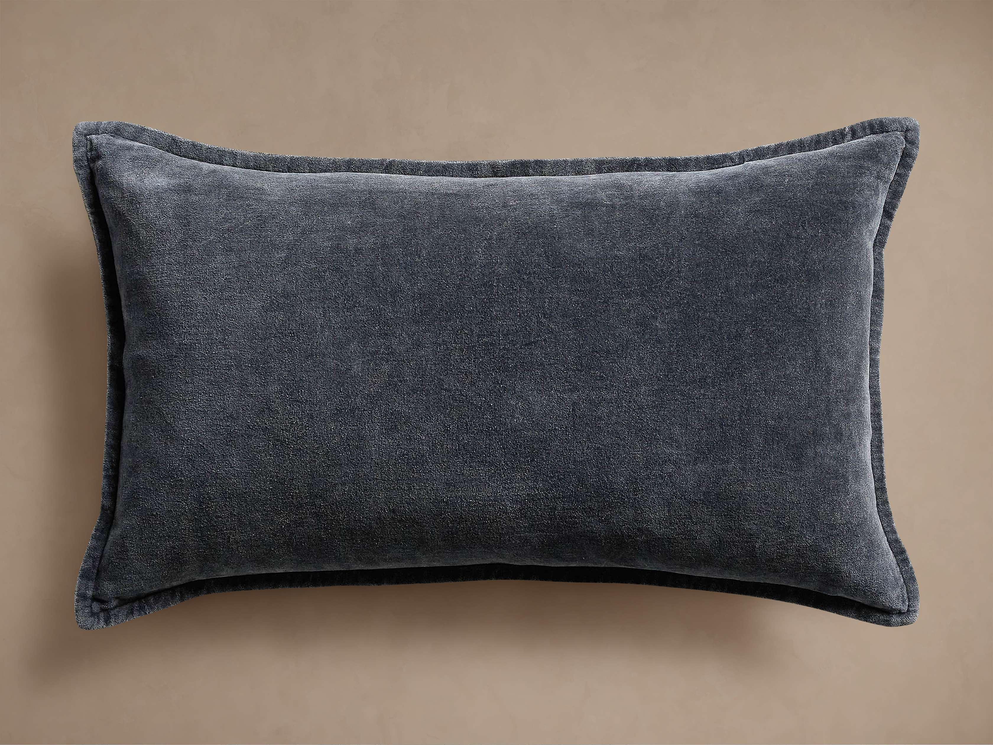 Stone Washed Velvet Lumbar Pillow in Indigo