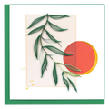 Quilled Minimalist Leaves & Sun Blank Greeting Card
