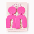 Arch Statement Earrings - Hot Pink