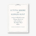 Bow Border Blue Wedding Invitation