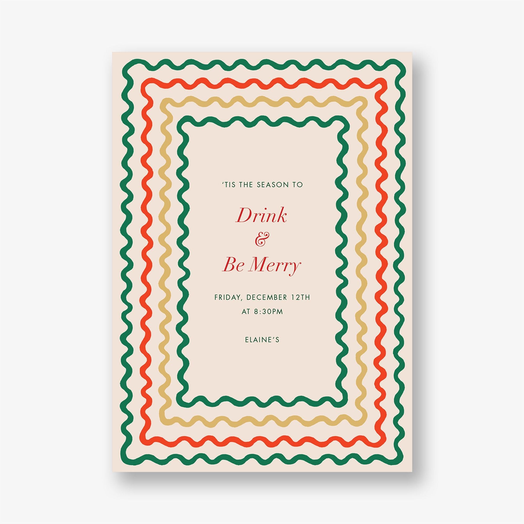 Holiday Ribbon Stripe Party Invitation