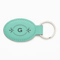 Ornate Oval Monogram Teal Key Fob