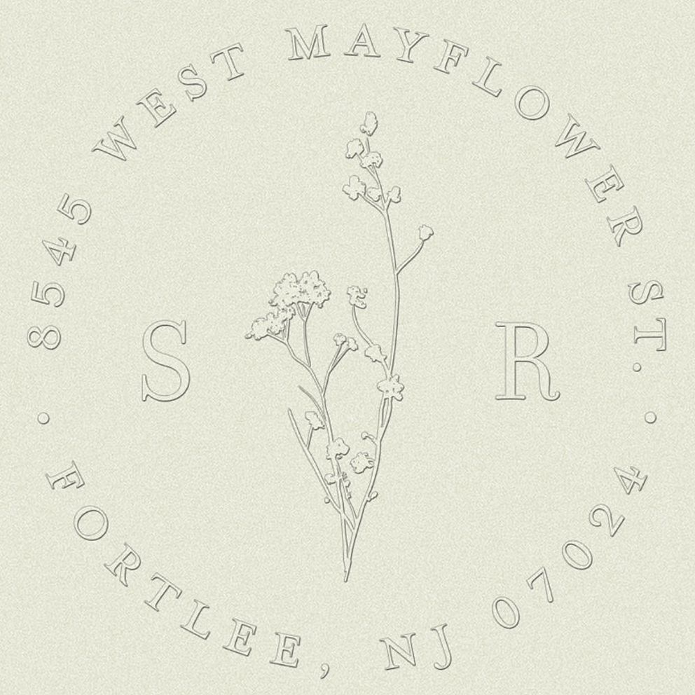 Dried Floral Monogram Custom Embosser and Embossing Tool