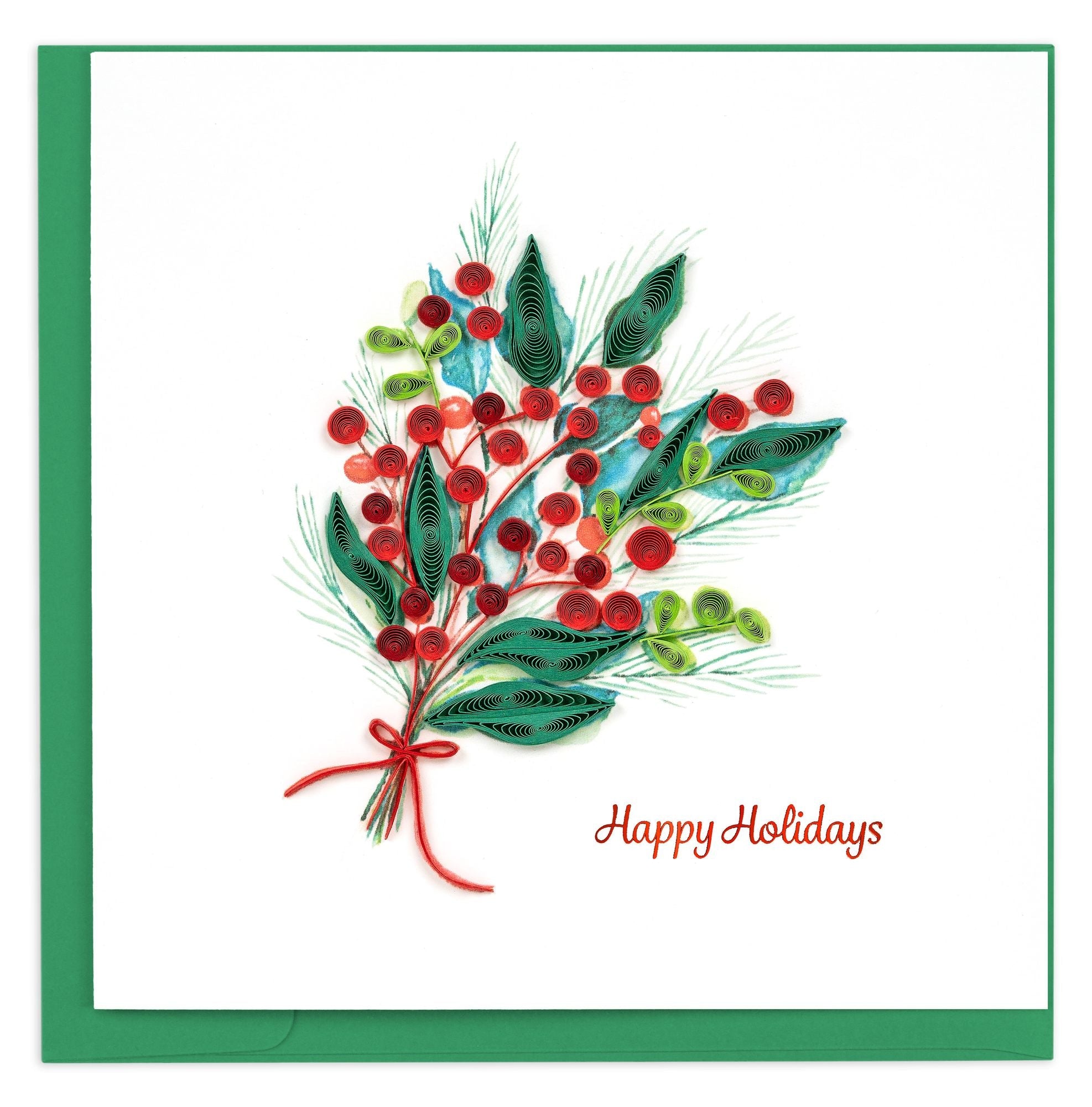 Quilling Holly Berry Bunch Holiday Card