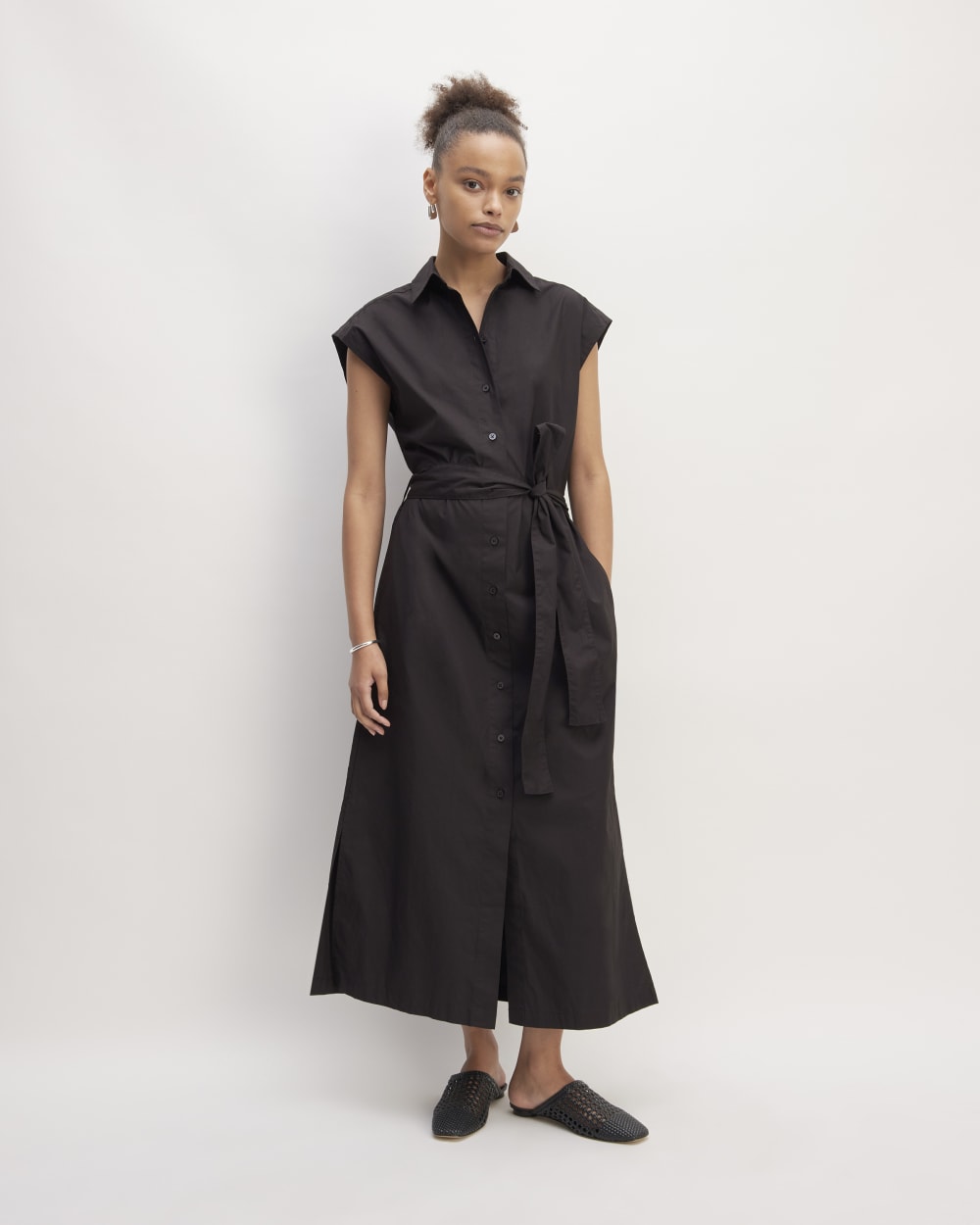 The Supima® Cotton Short-Sleeve Shirt Dress | Black
