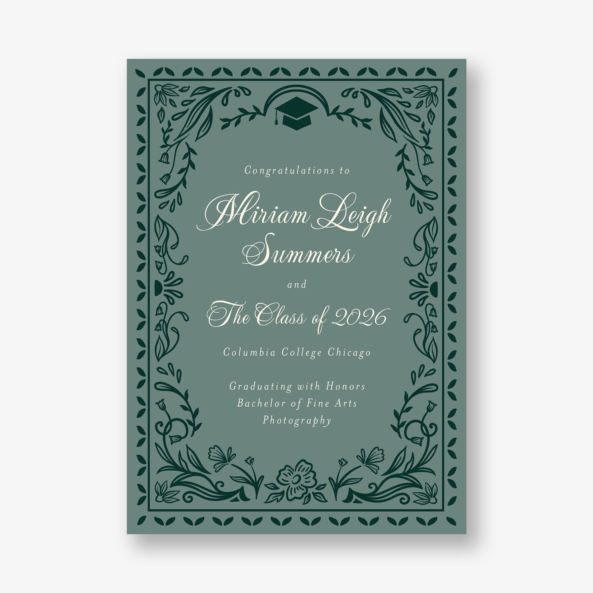 Grad Folk Floral Graduation Announcement