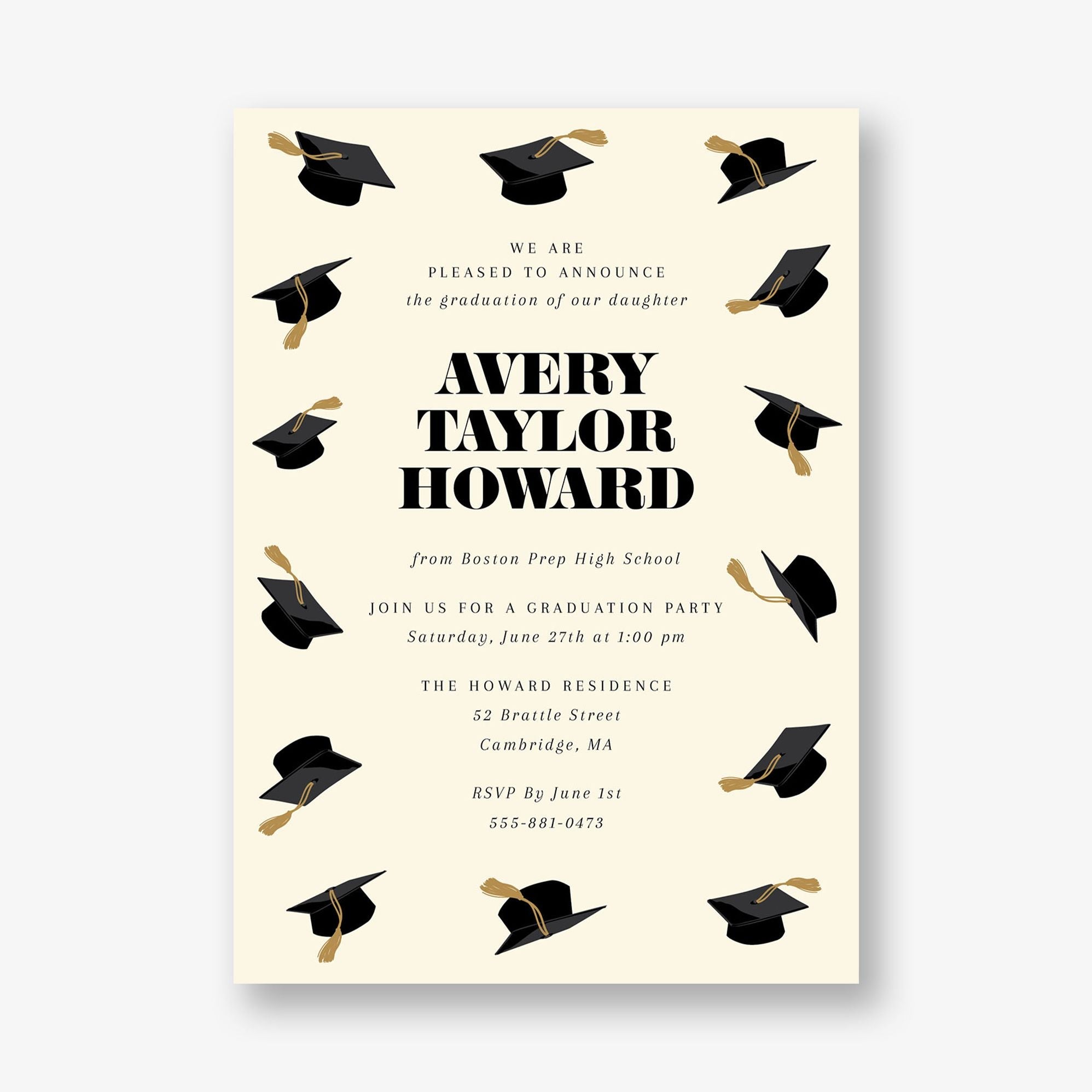 Cap Toss Graduation Invitation