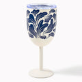 Pink Lidded Floral Wine Tumbler