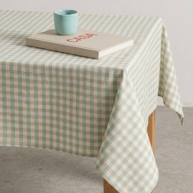 MAVY elegant cotton vichy-check stain-resistant tablecloth