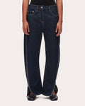 Denim Twill Zip Curved-Leg Jeans