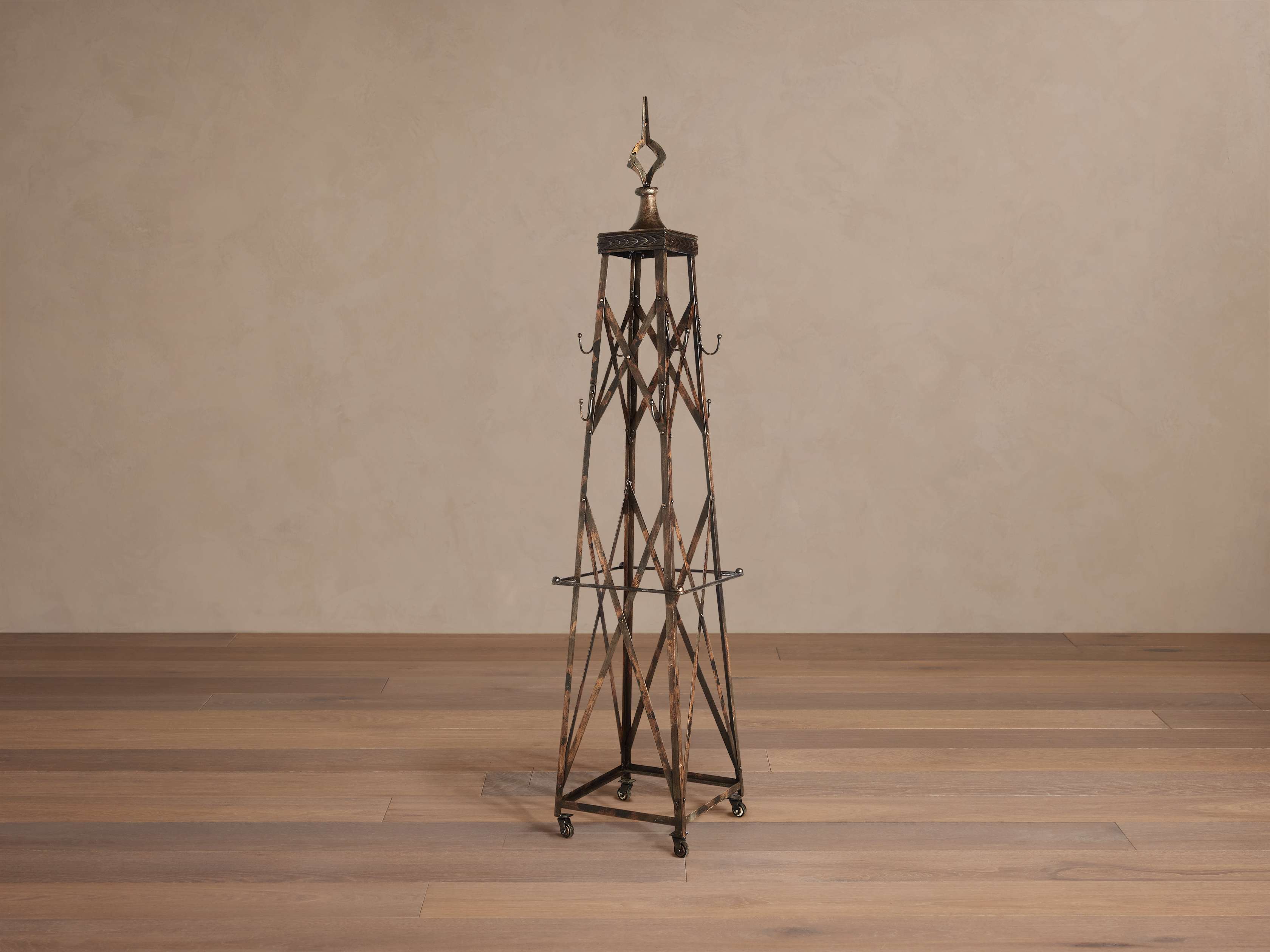 Antique Iron Tower Coat Rack