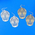 66-017: Silver/gold plated filigree skull earrings