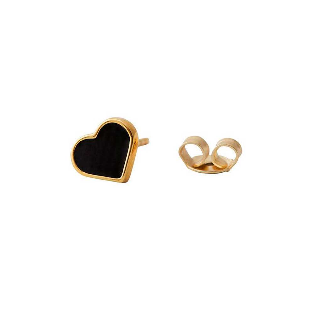 Enamel Heart Stud (Black/18K Gold-plated)