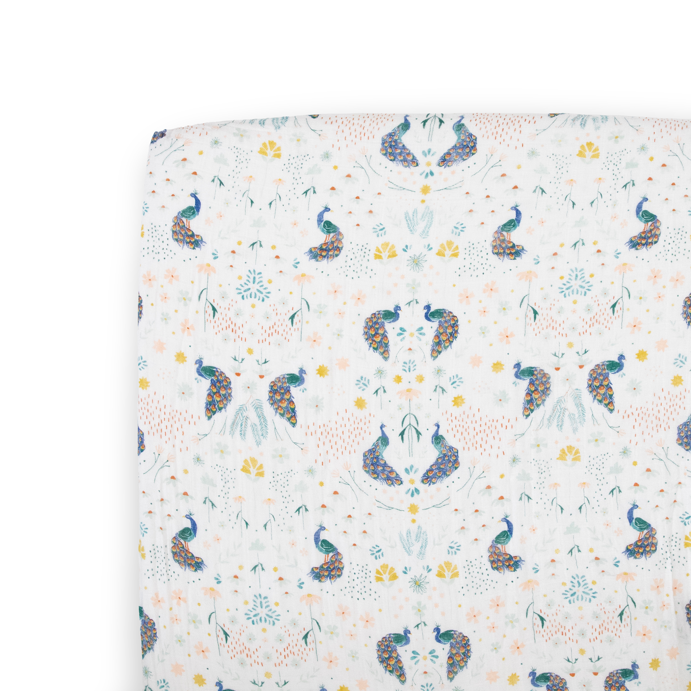 Cotton Muslin Crib Sheet - Peacock