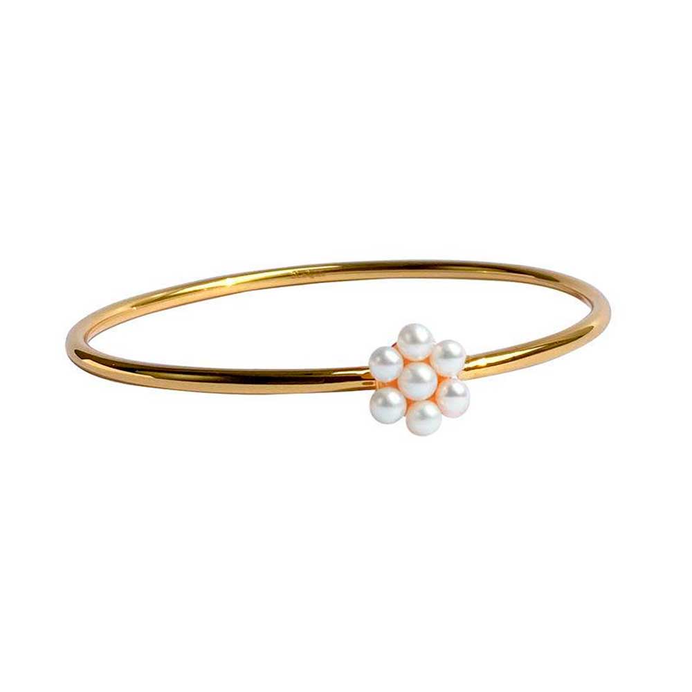 MyFlower Bracelet Monochrome 10mm (18K gold-plated/Pearls)