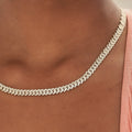 GLD Micro Diamond Prong Cuban Necklace in Yellow Gold - 6mm