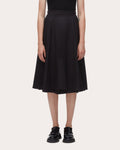 Pleated Twill Biker Midi Skirt